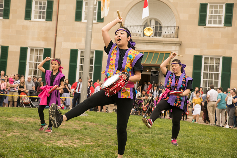 Music performance outside an embassy for Passport DC
