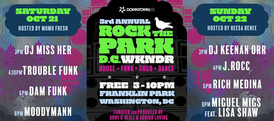 Graphic for Rock the Park DC WKNDR 2023