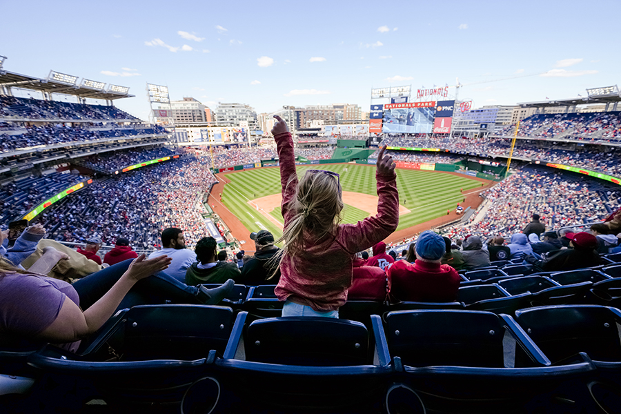 Fan cheering at Nats Game