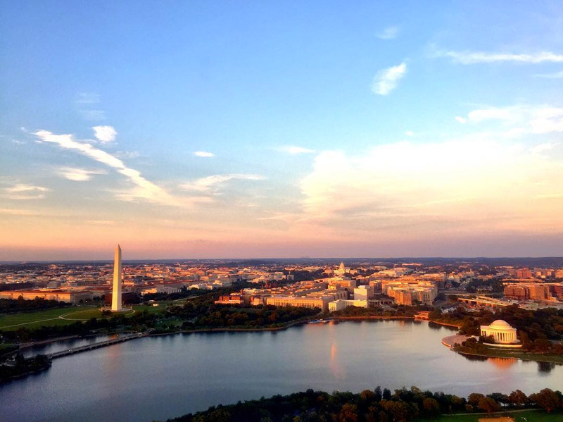 @brenntravels - Summer sunset over DC skyline flying into Reagan Airport - Best views of Washington, DC