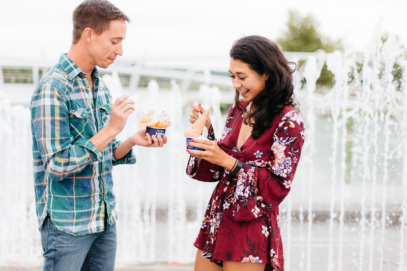 Couple eating Ice Cream Jubilee in Yards Park on the Capitol Riverfront - Best Ice Cream in Washington, DC