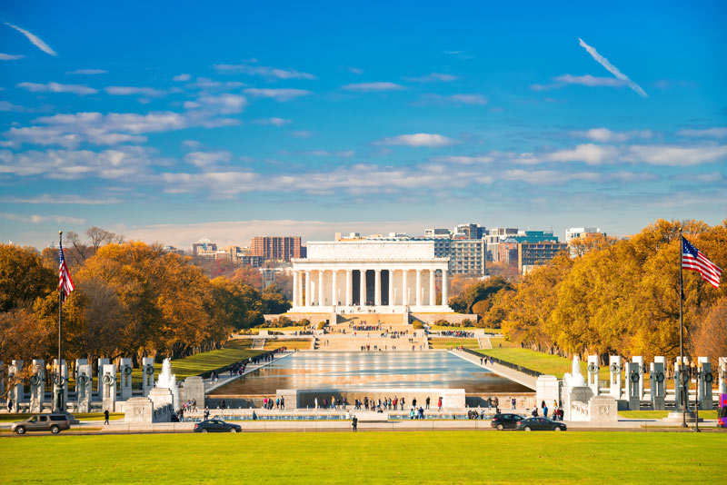 Fall Foliage at the Lincoln Memorial on the National Mall - Monuments in Washington, DC