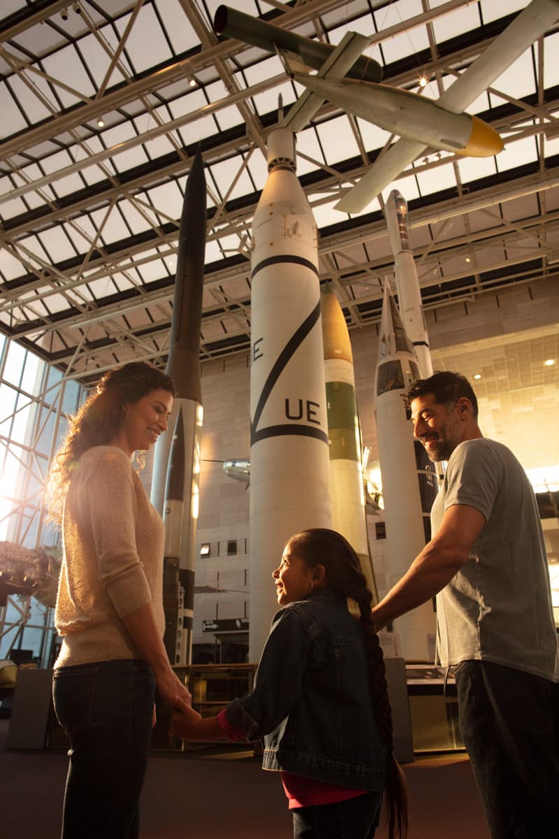 Family at the Smithsonian National Air and Space Museum on the National Mall - Free kid-friendly museum in Washington, DC