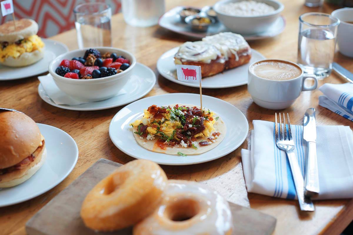 First Bake breakfast spread at Farmers Fishers Bakers in Georgetown - Farm-to-table restaurants in Washington, DC