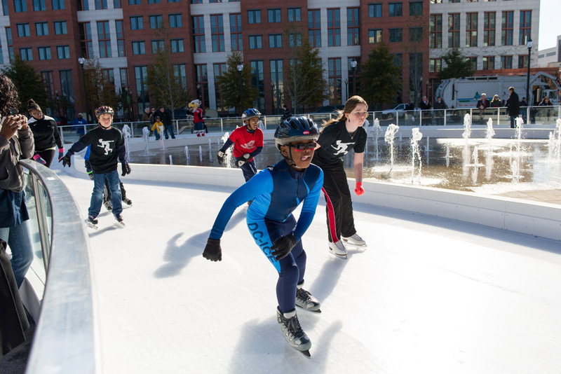 Kids ice skating at Canal Park ice rink on the Capitol Riverfront - Things to do in Washington, DC