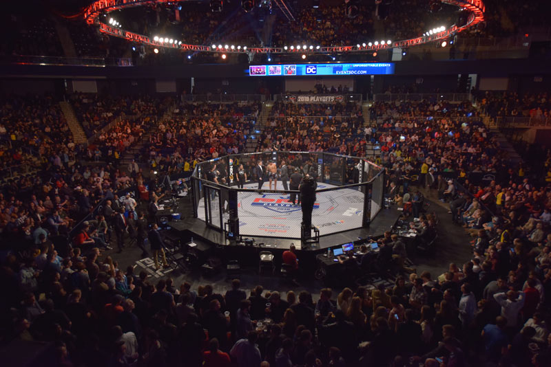 Mixed martial arts MMA fight at the Washington, DC Entertainment and Sports Arena in the Congress Heights neighborhood