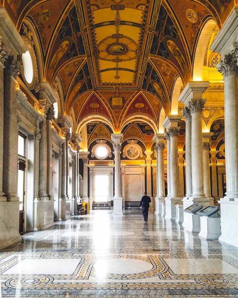 @rdp_clt - Corridor at the Library of Congress Thomas Jefferson Building - Best attractions for Instagram photography in Washington, DC