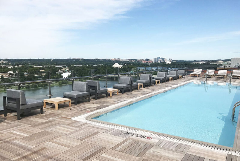 Waterfront and memorial views from rooftop at the InterContinental Washington DC – The Wharf - Outdoor rooftop event venues in Washington, DC