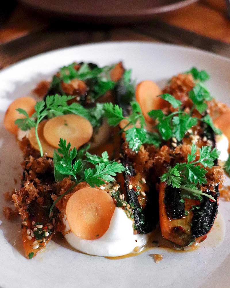 @withamnah - Charred carrots with ricotta dish at The Dabney in Shaw - Michelin star restaurant in Washington, DC