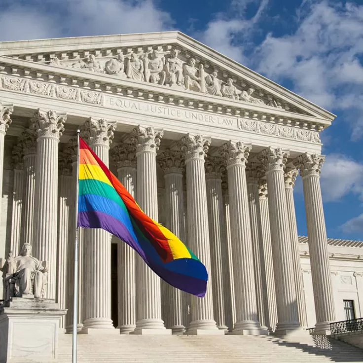 Rainbow flag in front of US Supreme Court