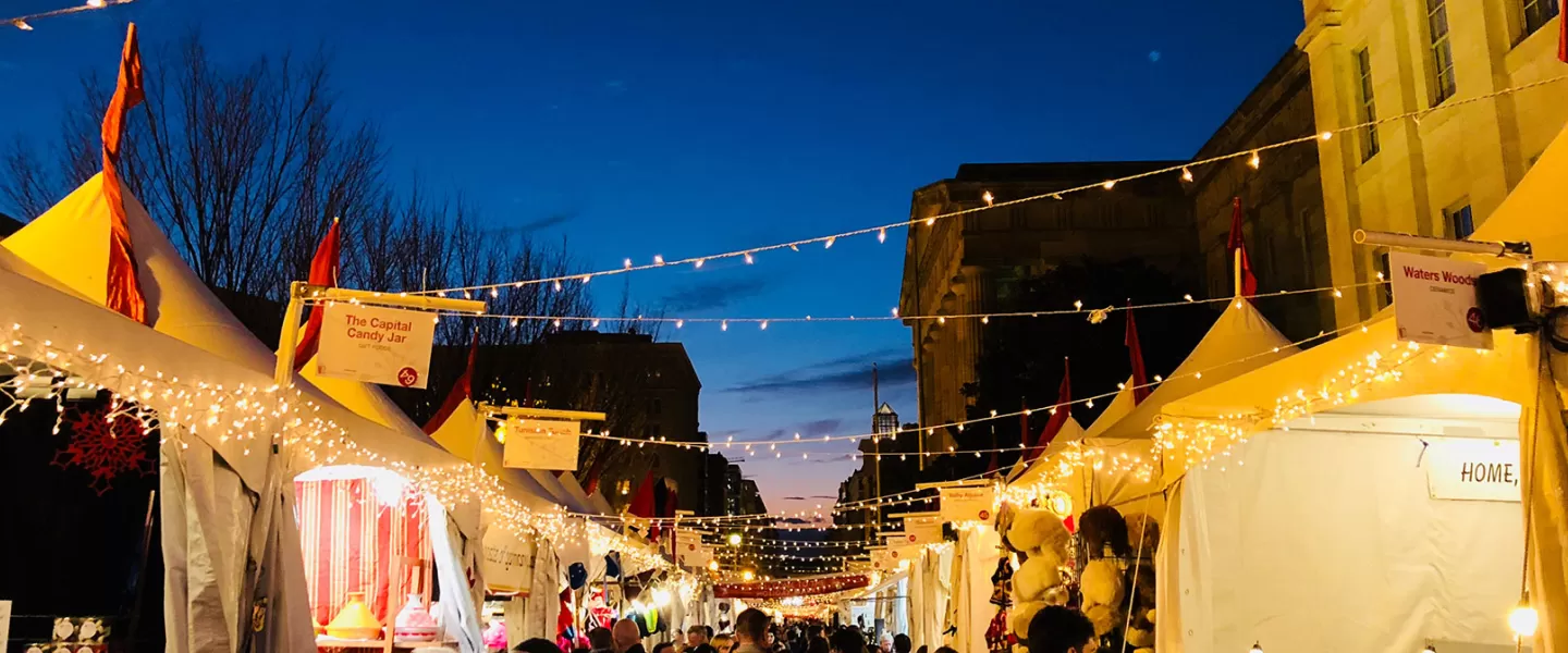 Downtown Holiday Market at Night