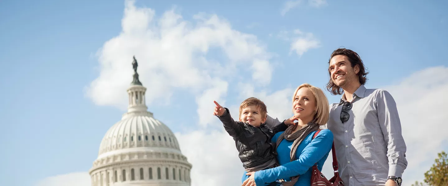 Family in front of US Capitol Building