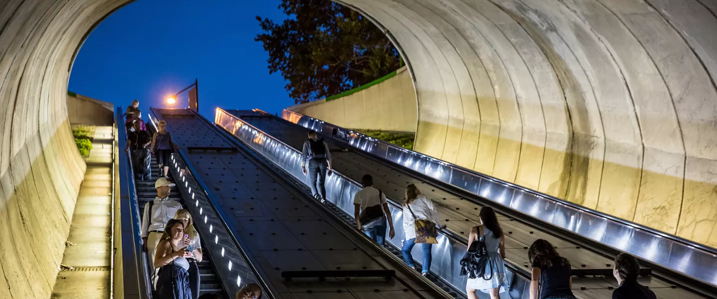 Metro riders on escalator at Dupont Circle north exit