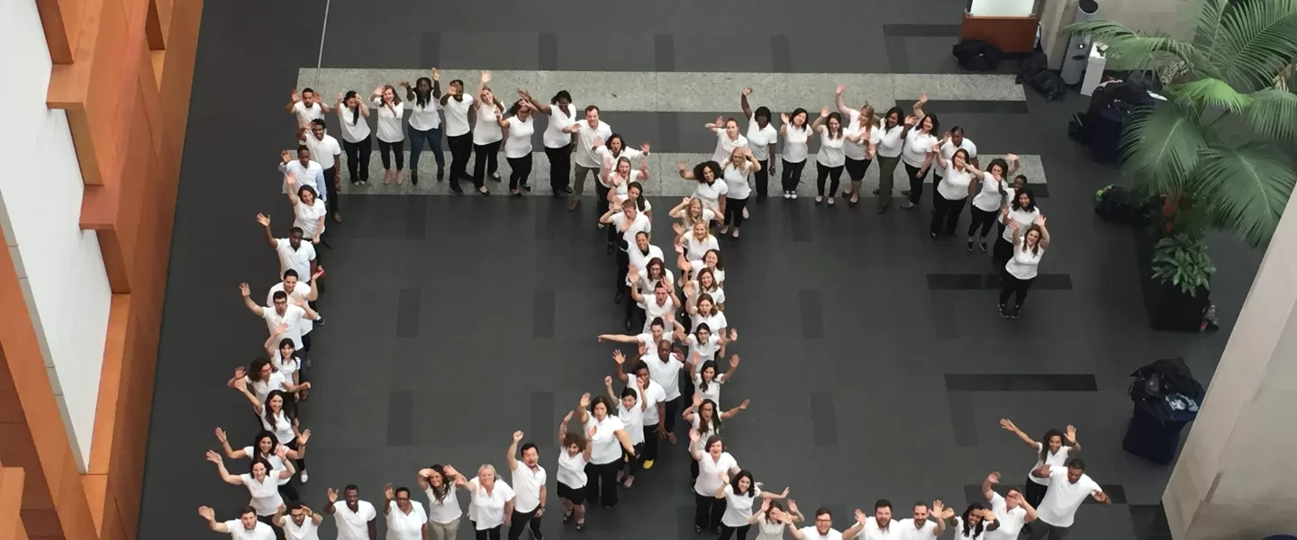 DDC Staff standing in the shape of the letters DC