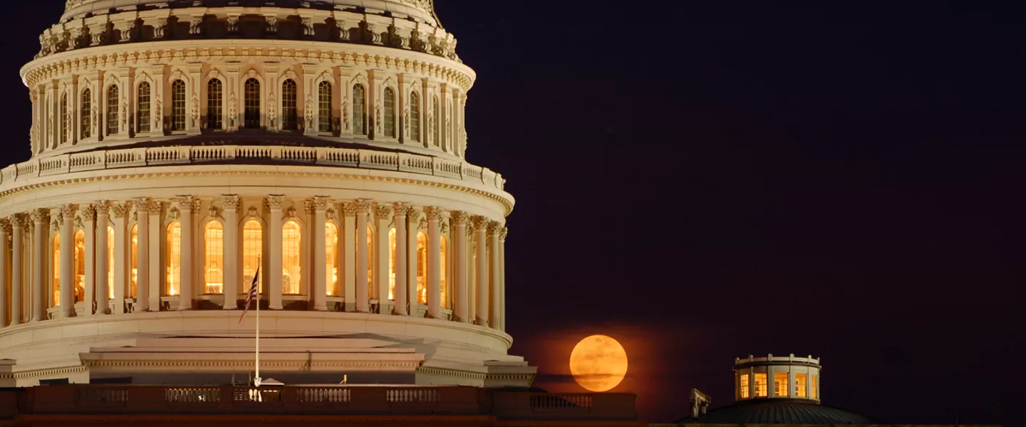 Capitol with harvest moon