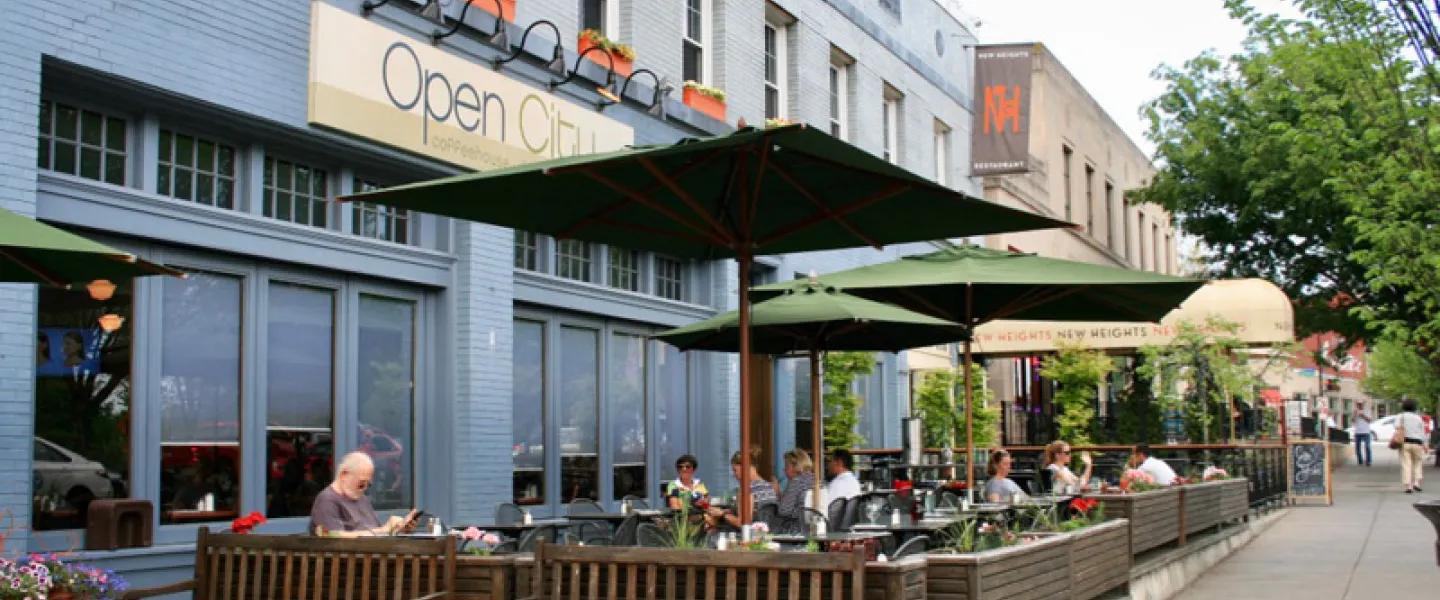 Diners on the Open City patio in Woodley Park - Brunch spots in Washington, DC