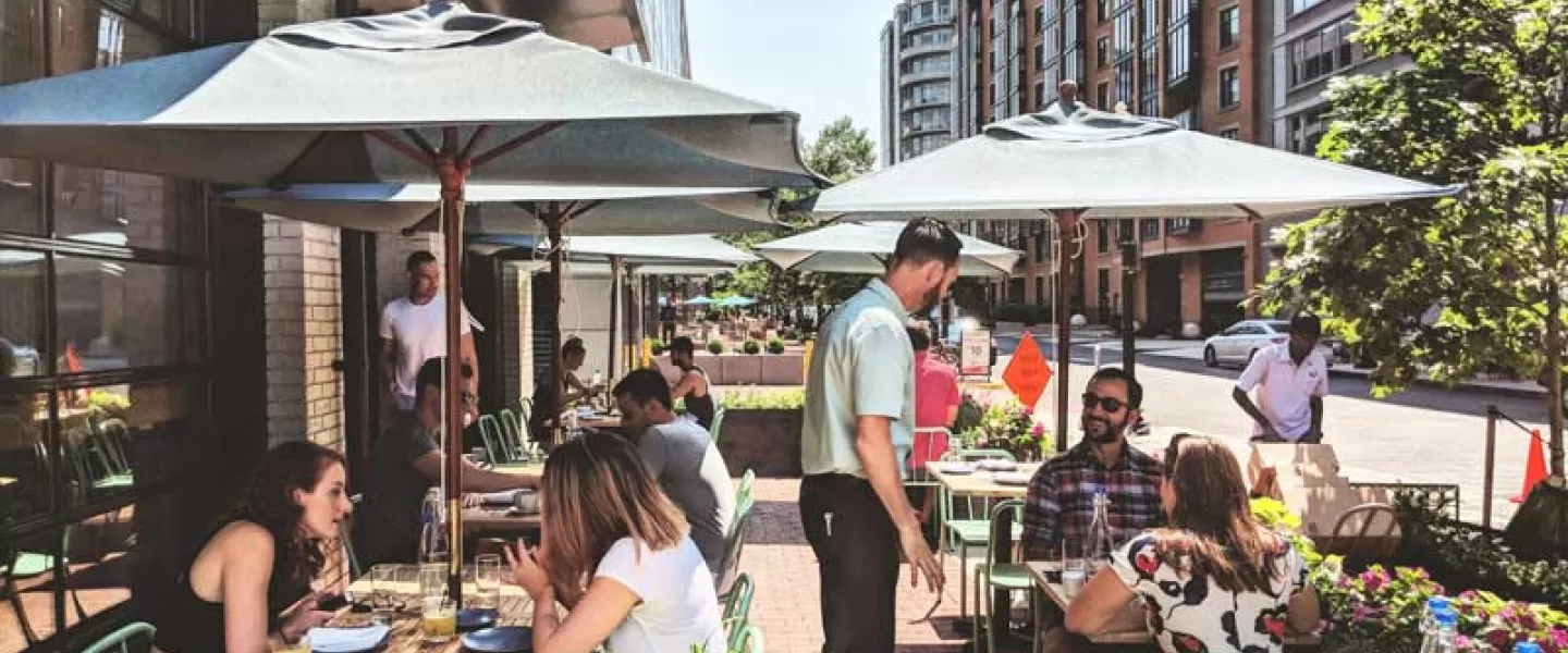 Outside patio at Prather's on the Alley restaurant and bar - The best places to eat in Washington, DC's Mount Vernon Square neighborhood