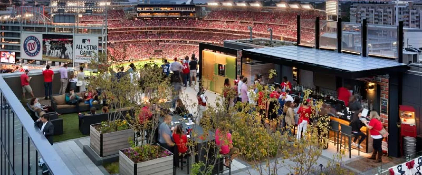 Top of the Yard rooftop bar next to Nationals Park - Rooftop bar in DC's Capitol Riverfront neighborhood
