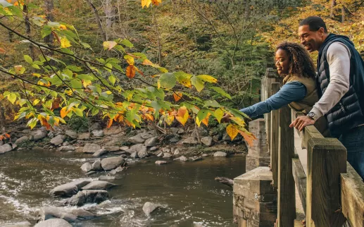 Couple on bridge at Rock Creek Park
