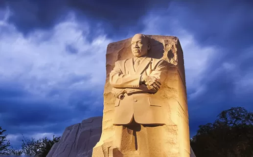 Martin Luther King Jr. Memorial at night
