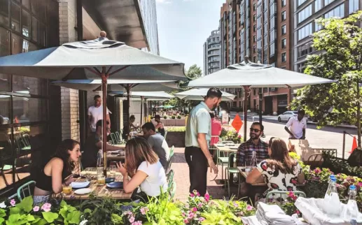 Outside patio at Prather's on the Alley restaurant and bar - The best places to eat in Washington, DC's Mount Vernon Square neighborhood
