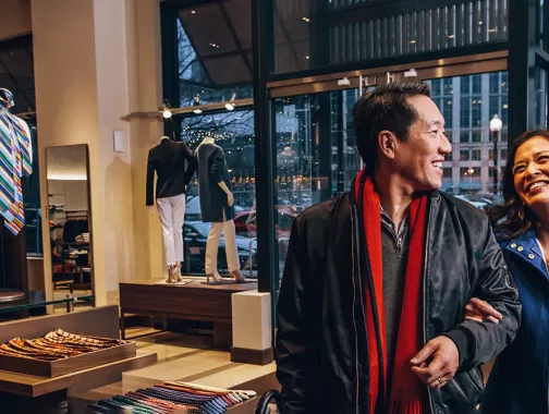 A couple shopping inside a store