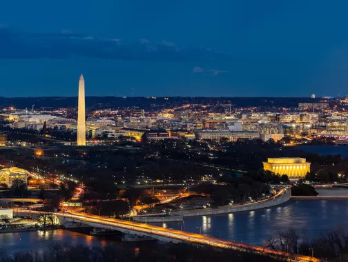 DC skyline at night