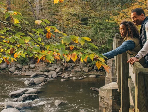 Couple on bridge at Rock Creek Park