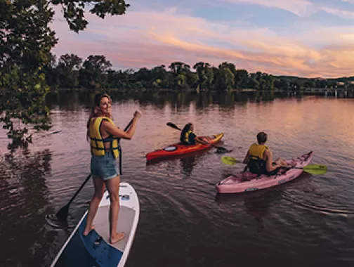 Paddle boarding in the river