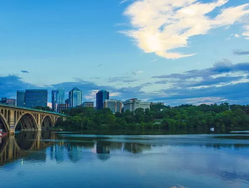 @e7y6 - View of Arlington skyline and Key Bridge from Georgetown waterfront - Waterfronts in Washington, DC