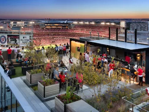 Top of the Yard rooftop bar next to Nationals Park - Rooftop bar in DC's Capitol Riverfront neighborhood