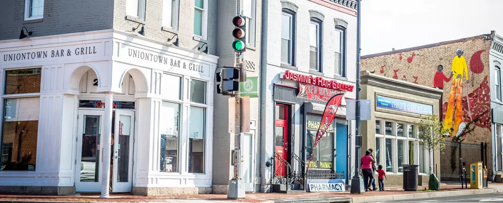 Anacostia restaurant and shops in Washington DC
