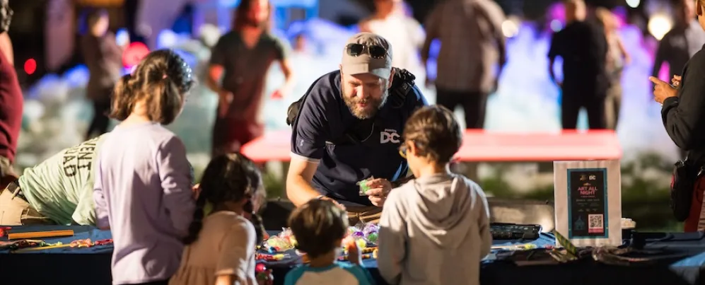 Families and children take part in hands-on activities during DC’s Art All Night festival.