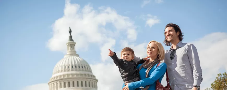 Family in front of US Capitol Building